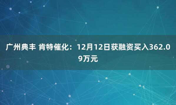 广州典丰 肯特催化：12月12日获融资买入362.09万元