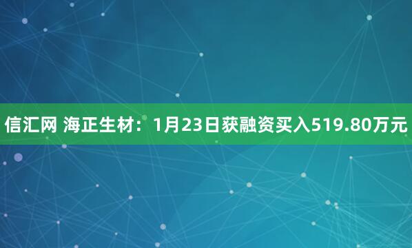 信汇网 海正生材：1月23日获融资买入519.80万元